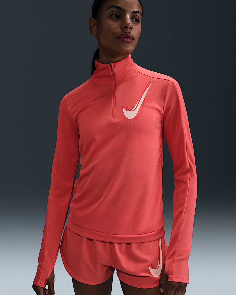 Vetement deuxieme couche de running a demi zip Dri FIT Nike Swoosh pour femme. Nike CH